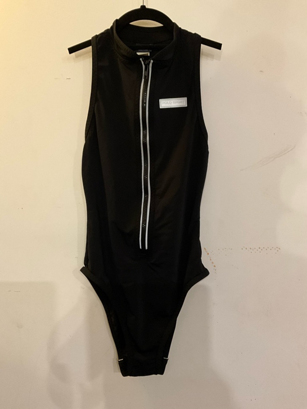 Polo by Ralph Lauren Black Sleeveless Zip Front Bodysuit / Swimsuit